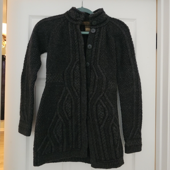 Aran Crafts Sweaters - Aran Crafts Dark Gray Cable Knit Cardigan